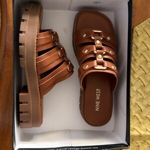 Nine West Tan Strappy Sandals